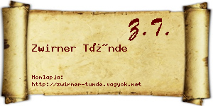Zwirner Tünde névjegykártya